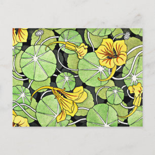 Cartão Postal Art Nouveau Ouro Yellow Nasturtium