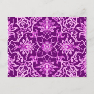 Cartão Postal Art Nouveau Padrão Chinês - Ametist Roxo