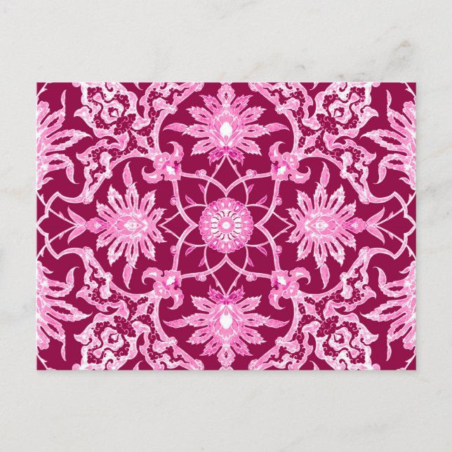 Cartão Postal Art Nouveau - Padrão Chinês - Vinho Borgonha (Frente)