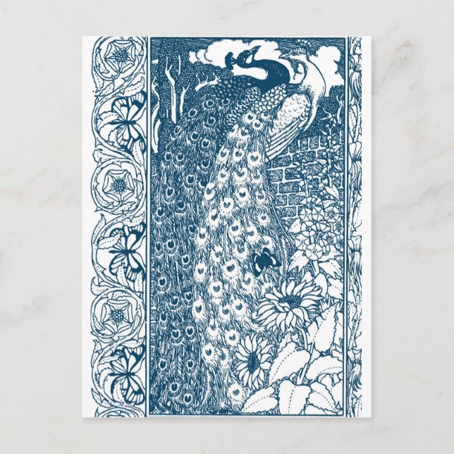 Cartão Postal Art Nouveau Peacocks (Frente)