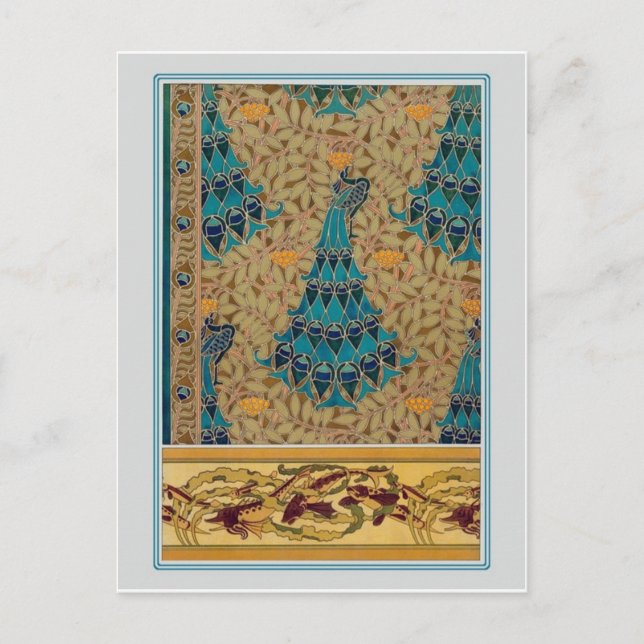 Cartão Postal Art Nouveau Peacocks (Frente)