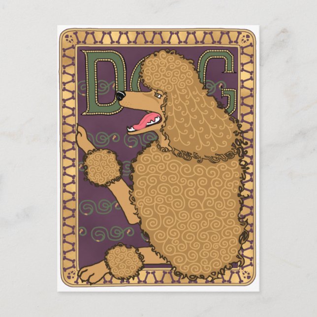 Cartão Postal Art Nouveau Poodle (Frente)