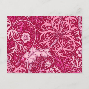 Cartão Postal Art Nouveau Seaweed Floral, Fuchsia Rosa