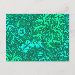 Cartão Postal Art Nouveau Seaweed Floral, Turquesa e Aqua