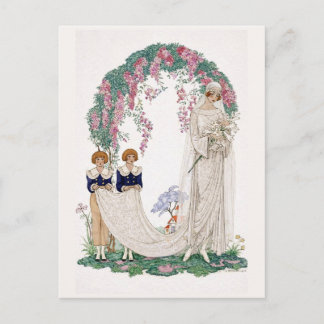 Cartão Postal Art Nouveau Wedding Illustration – Vintage Bridal 