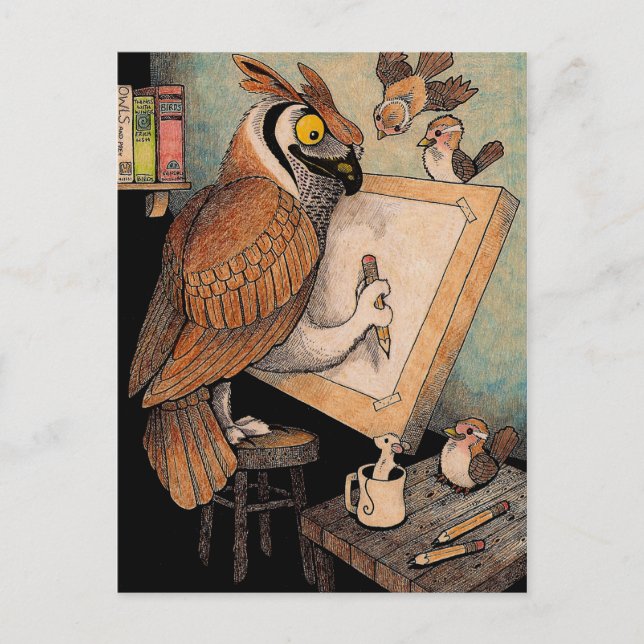 Cartão Postal Art Owl (Frente)
