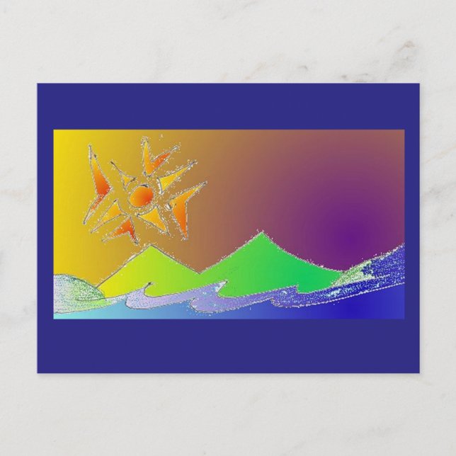 Cartão Postal Art Postcard 5 - Island Sea Sun Sketart (Frente)