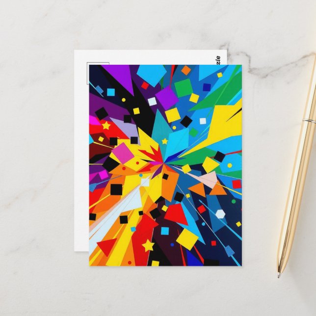 Cartão Postal Art Postcard – Abstract Geometric Design (Frente/Verso In Situ)