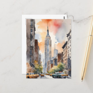 Cartão Postal Arte a aquarela de Nova Iorque