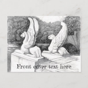 Cartão Postal Arte a lápis monocromática da escultura de Griff