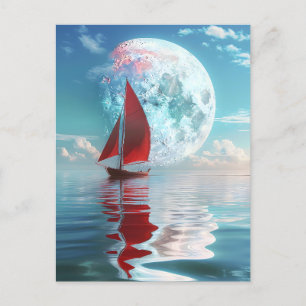 Cartão Postal Arte à vela e à lua