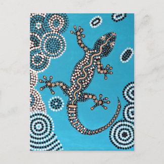 Cartão Postal Arte Aboriginal, Gecko, Punktmalerei, Pintura pont