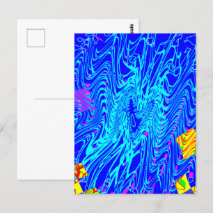 Cartão Postal Arte Abstrata Azul Moderna Pintura