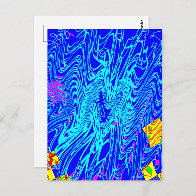 Cartão Postal Arte Abstrata Azul Moderna Pintura (Frente/Verso)