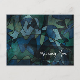 Cartão Postal Arte abstrata azul, verde e azul-turquesa "Sentind