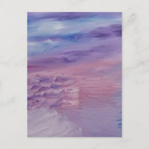 Cartão Postal Arte Abstrata Colorida Crepúsculo Roxo Azul Rosa