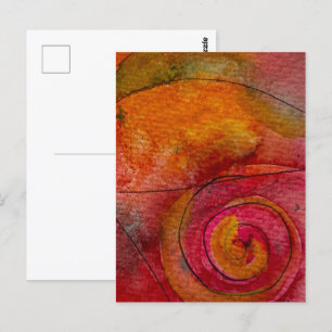 Cartão Postal Arte Abstrata com Padrão Bonito em Aquarela e Tint