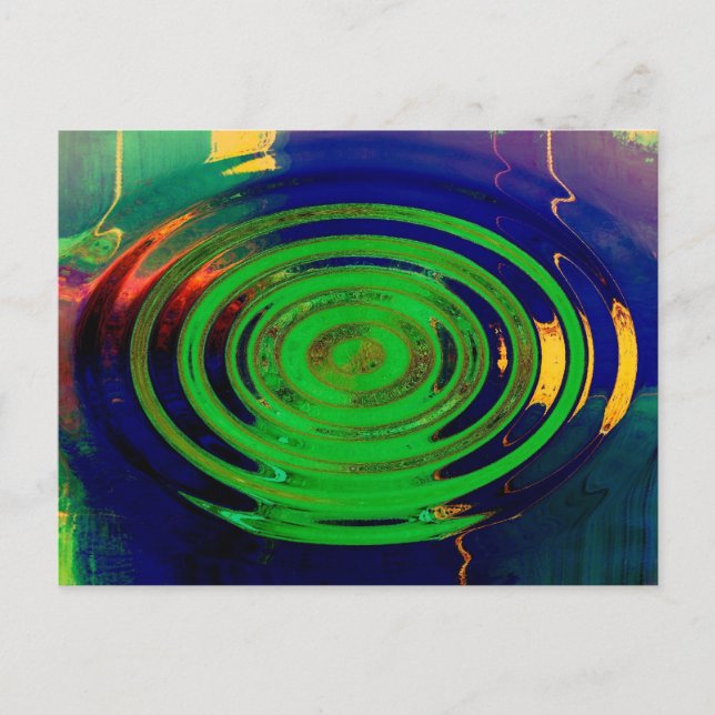 Cartão Postal Arte abstrata contemporânea verde e azul (Frente)