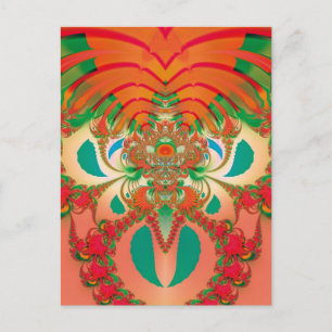 Cartão Postal Arte Abstrata Coruja Vermelha