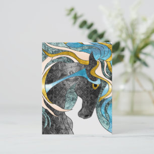 Cartão Postal Arte Abstrata de Cavalo em Vidro Manchado – Equino