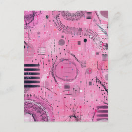 Cartão Postal Arte abstrata de sundae de morango