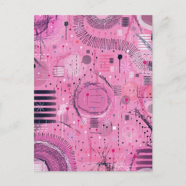 Cartão Postal Arte abstrata de sundae de morango (Frente)