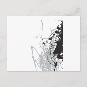 Cartão Postal arte abstrata em preto e branco vo1