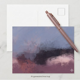 Cartão Postal Arte abstrata em rosa e azul empoeirados suaves