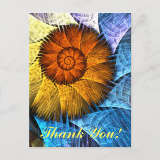 Cartão Postal Arte abstrata floral laranja amarelo azul Obrigado