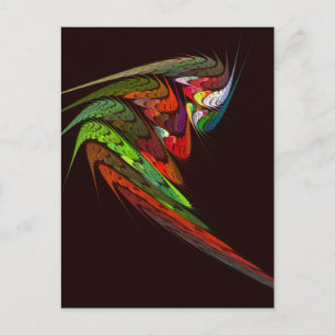 Cartão Postal Arte Abstrata Fractal Camaleão em Movimento Vibran