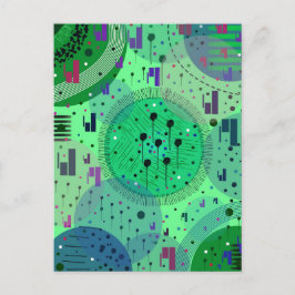 Cartão Postal Arte Abstrata: Fruta Kiwi Verde