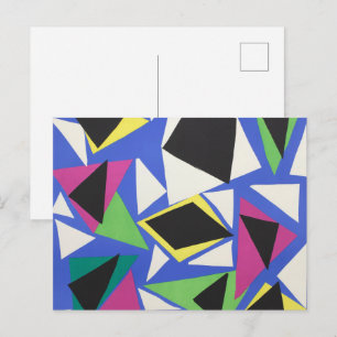 Cartão Postal Arte Abstrata Geométrica Azul Recortada de Matisse