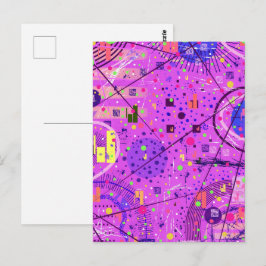 Cartão Postal Arte Abstrata: Glitch Roxo