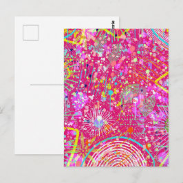 Cartão Postal Arte Abstrata Maximalista: a Loja de Doces