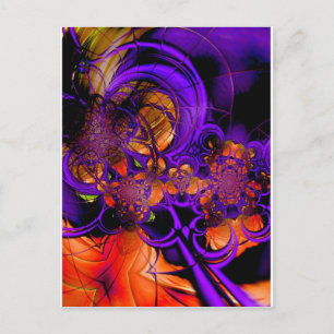 Cartão Postal Arte Abstrata Metal Roxo Laranja Crochet Zizzago