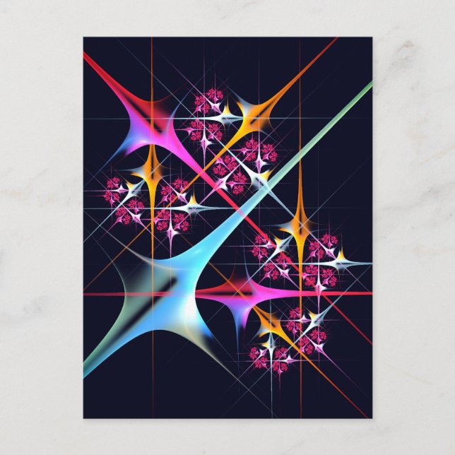 Cartão Postal Arte abstrata moderna com padrão floral rosa #01 (Frente)