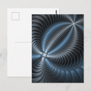 Cartão Postal Arte abstrata moderna fractal 3D azul-plástico cin