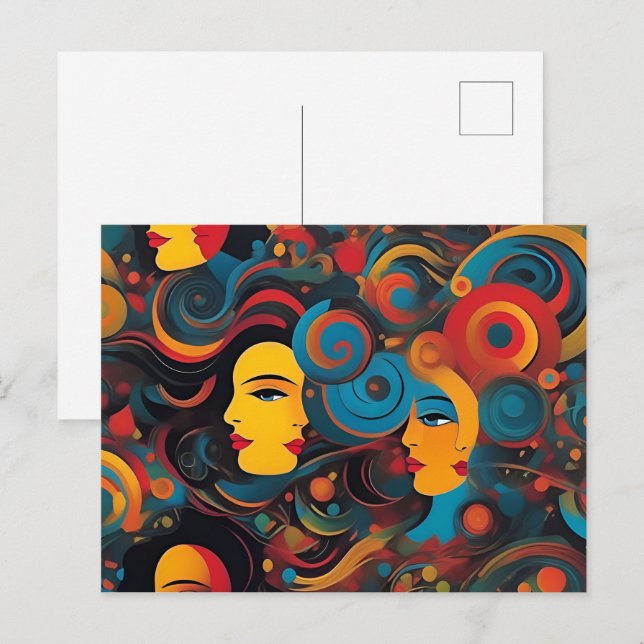 Cartão Postal Arte abstrata saúde mental (Frente/Verso)