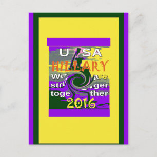 Cartão Postal Arte abstrata vintage EUA mais forte junto impress