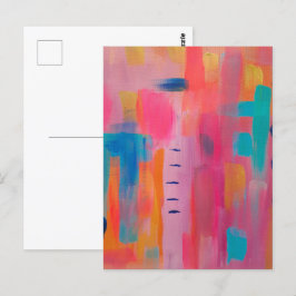 Cartão Postal Arte Abstrato a negrito em Pinks e Blues