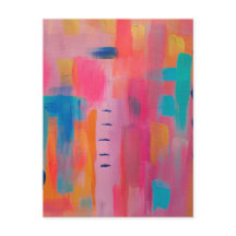 Arte Abstrato a negrito em Pinks e Blues