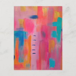 Cartão Postal Arte Abstrato a negrito em Pinks e Blues