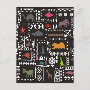 Cartão Postal Arte abstrato africana colorida