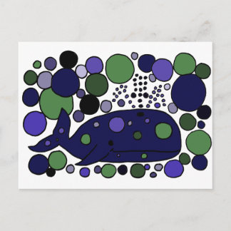 Cartão Postal Arte Abstrato de Baleia Azul Artística