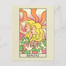 Cartão Postal Arte abstrato do signo do zodíaco Gêmeos vintage