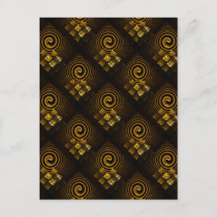 Cartão Postal Arte abstrato elegante moderno boho dourado padrão