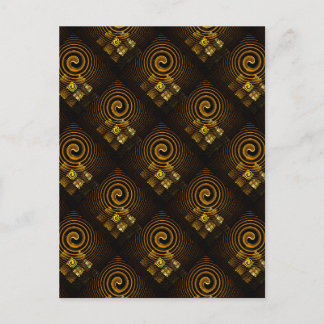 Cartão Postal Arte abstrato elegante moderno boho dourado padrão