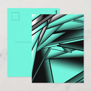 Cartão Postal Arte abstrato moderno ombre preto branco turquesa