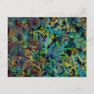 Cartão Postal Arte Abstrato Rabiscado Multicolorido