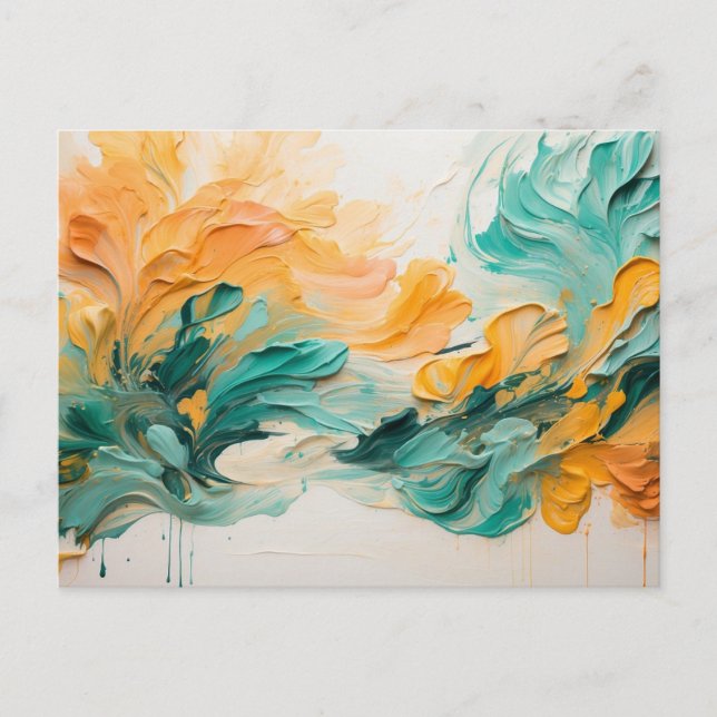 Cartão Postal Arte acrílica de óleo em riacho (Frente)